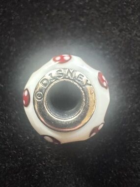 Disney White Mickey Mouse Glass Bead with Red Polka Dots